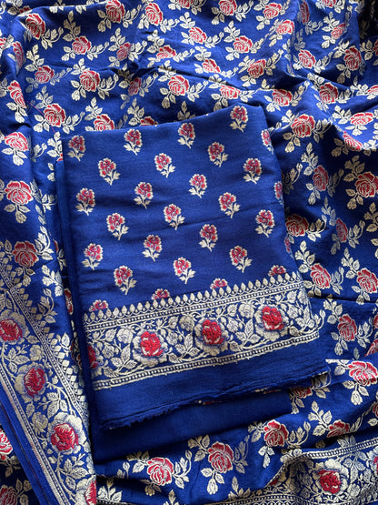 Blue moonga silk suit set