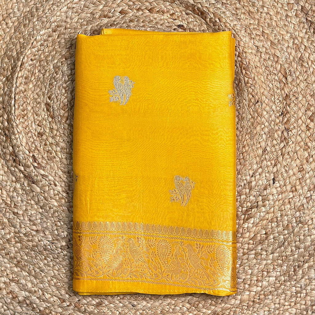 Mustard Kora with Turq shaded dupatta