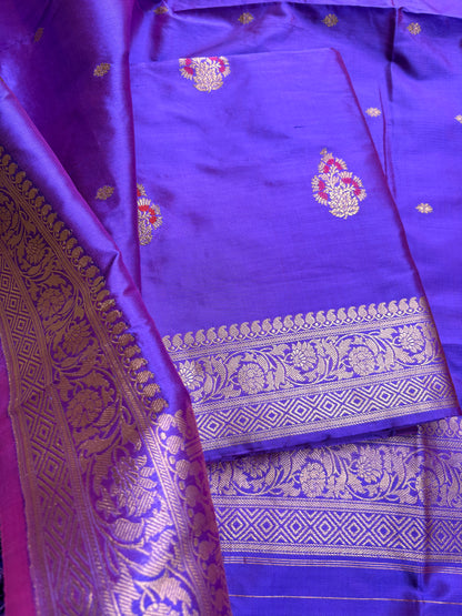 Purple dhoop chau katan silk suit set