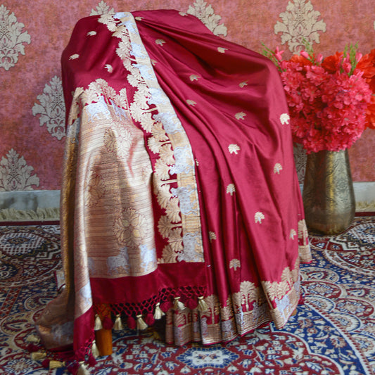 Deep Maroon Mashru Silk Saree