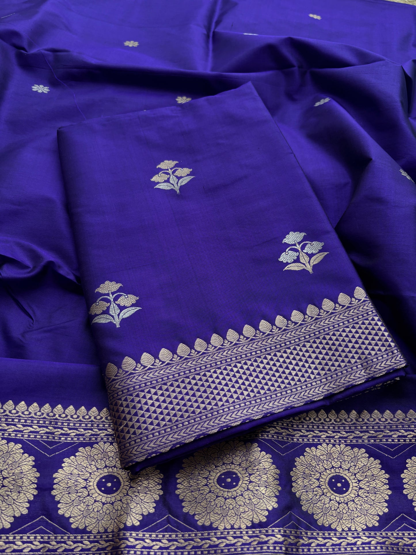 Purple Katan by katan silk kadhwa suit set