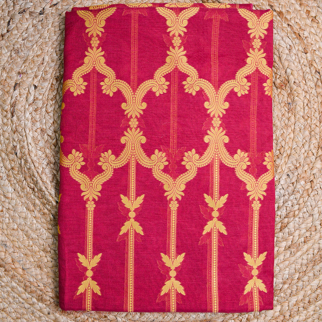 Red Resham weaving Chanderi  suit set