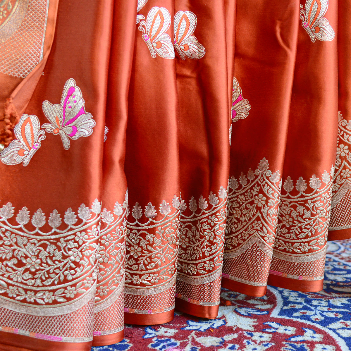 Rust Orange Mashru Silk Saree