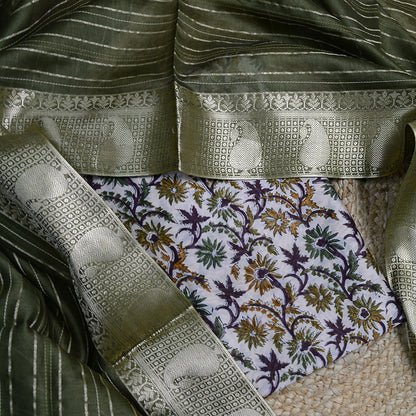 Printed Chanderi silk suit with pintuck dupatta