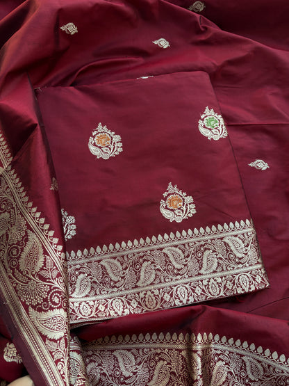Maroon meenadar katan  kadhwa suit set