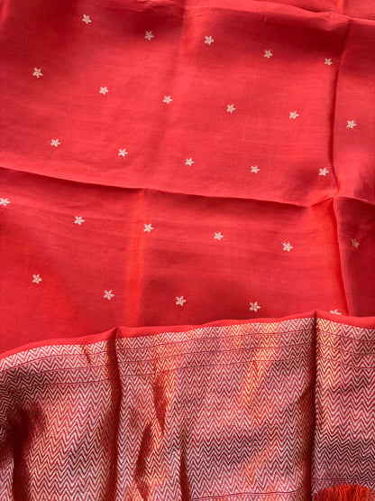 Orange rust raw mango neck design suit set