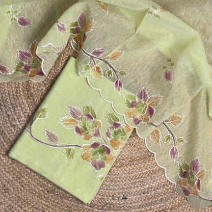 Green linen cotton suit set