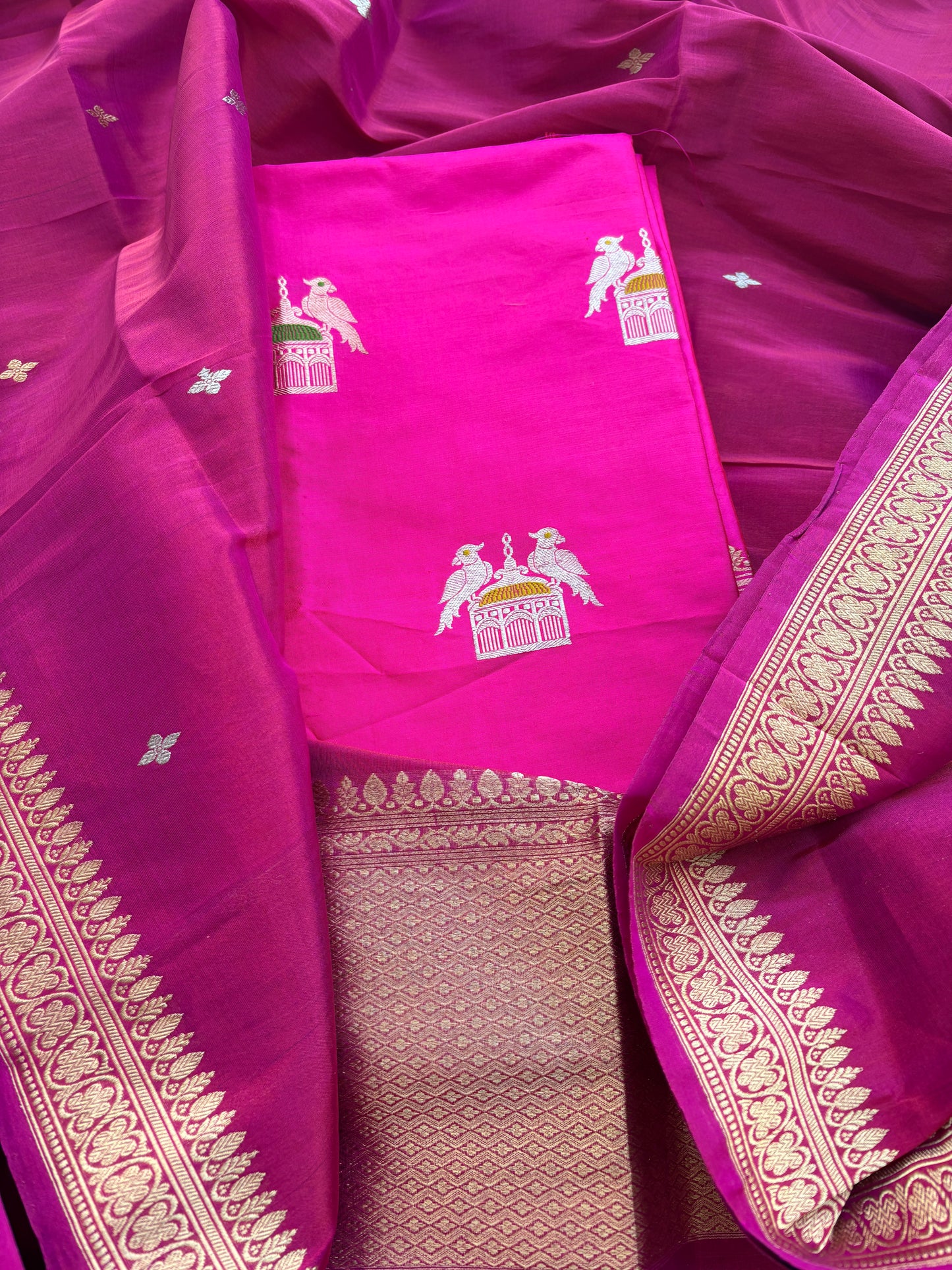 Pink Katan  by Katan silk suit with tissue dupatta