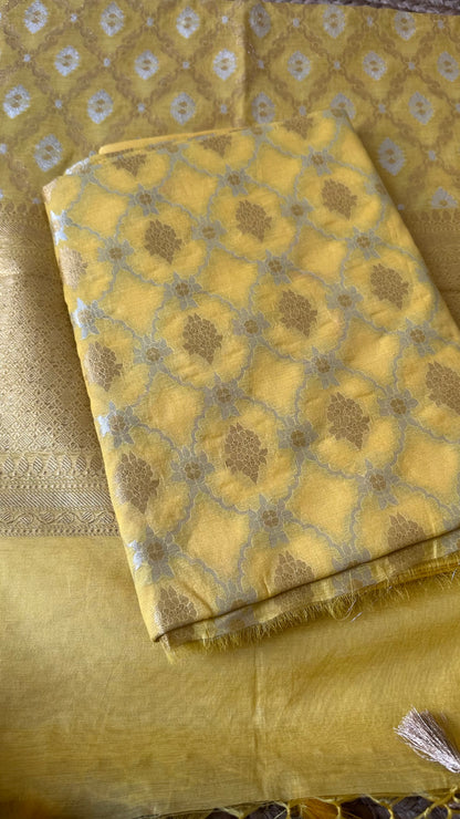 Yellow Chanderi cotton 3 pieces suit