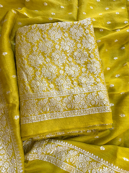 Lime moonga silk suit set