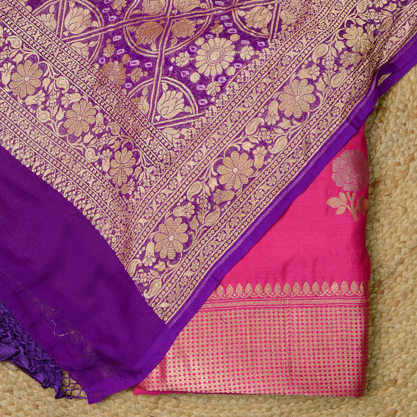Magenta kurta with purple Khaddi georgette dupatta