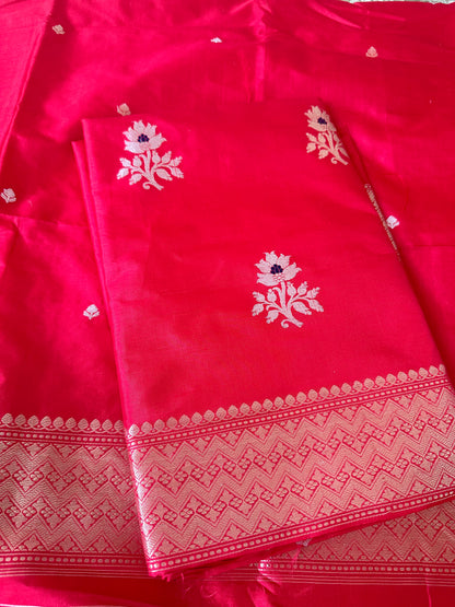 Red meenadar pure katan silk suit