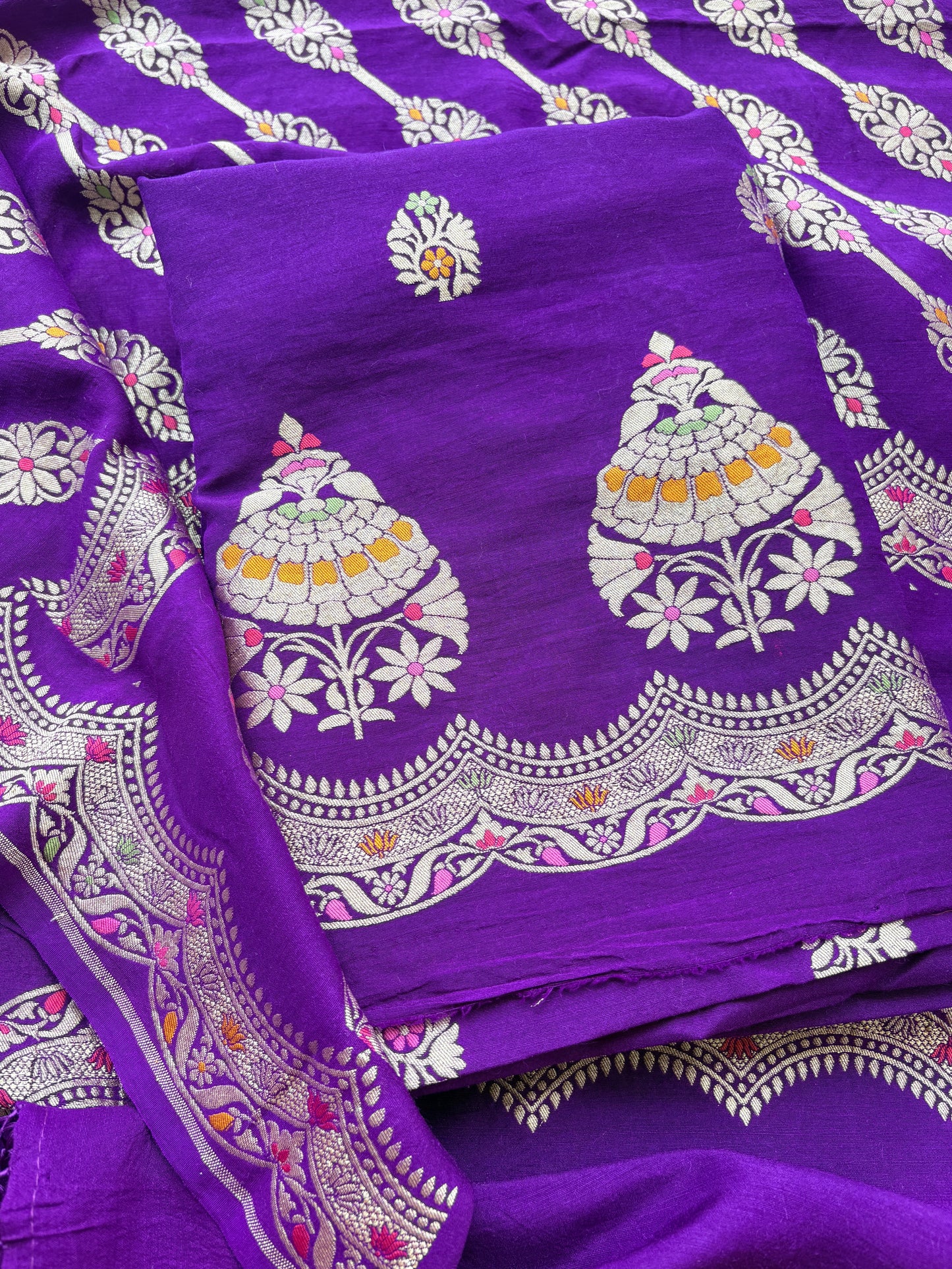 Purple moonga silk meenadar suit set