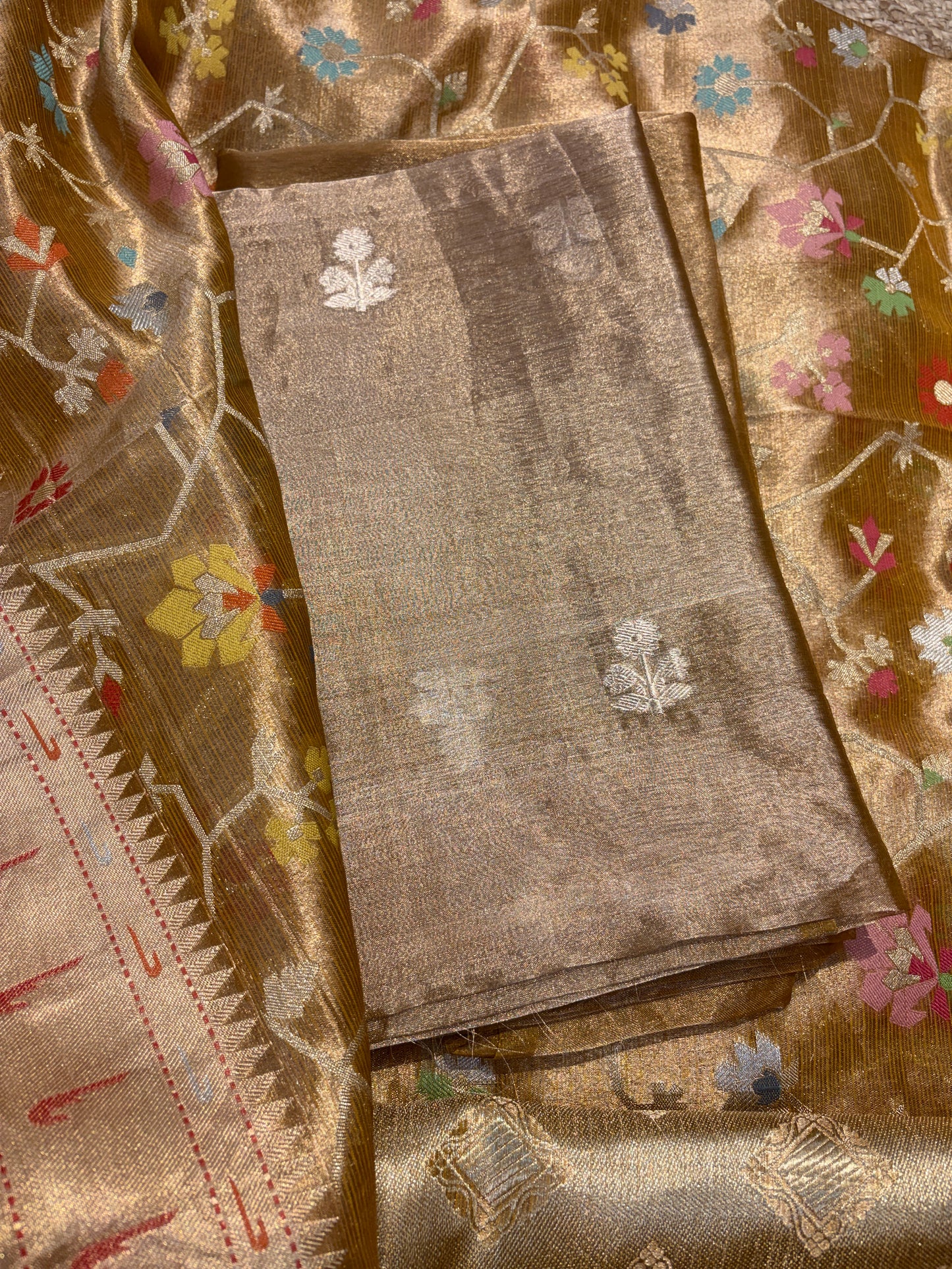 Mustard tissue kadhwa suit set