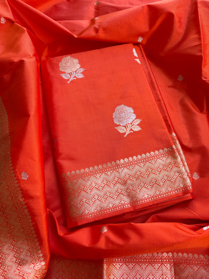 Orange Katan  by katan kadhwa silk Suit set