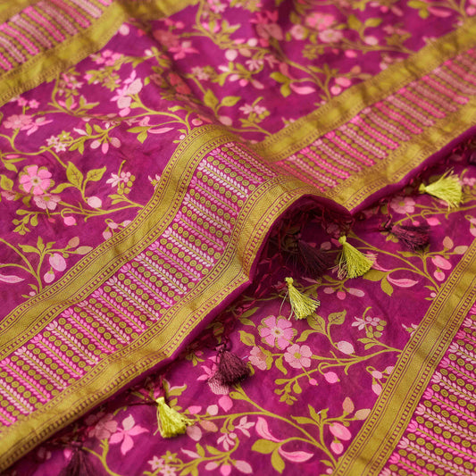 Wine chanderi tilfi weaving 3 piece suit set