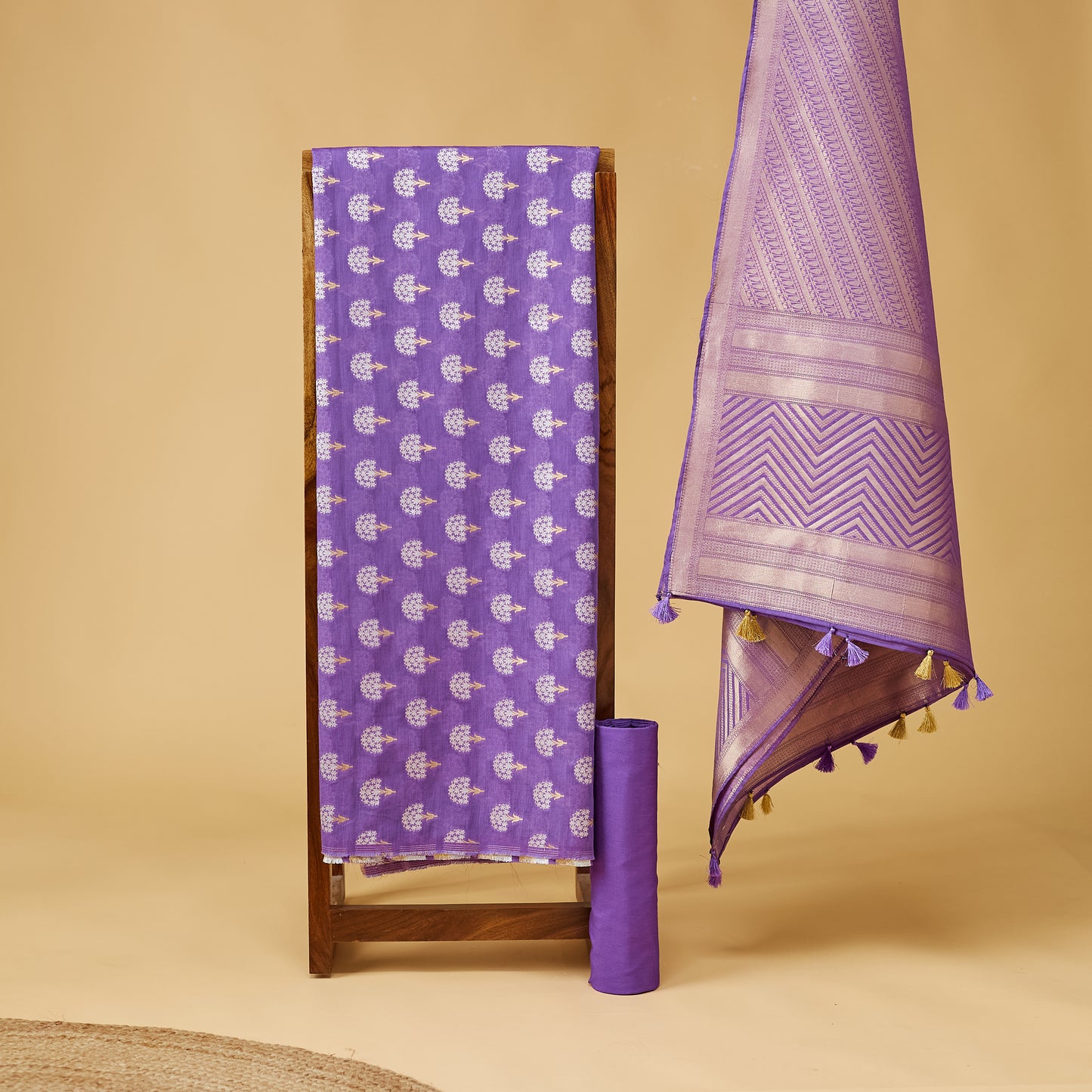 Purple Chanderi cotton 3 piece set