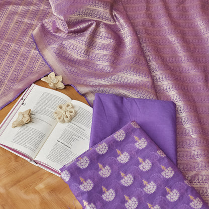 Purple Chanderi cotton 3 piece set