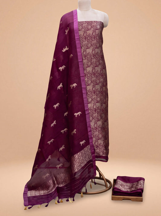 Wine brocade silk suit set