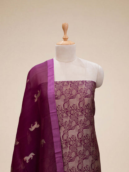 Wine brocade silk suit set