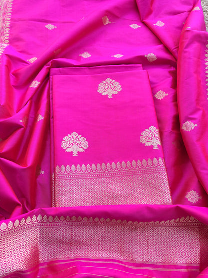 Pink katan by katan silk kadhwa suit set