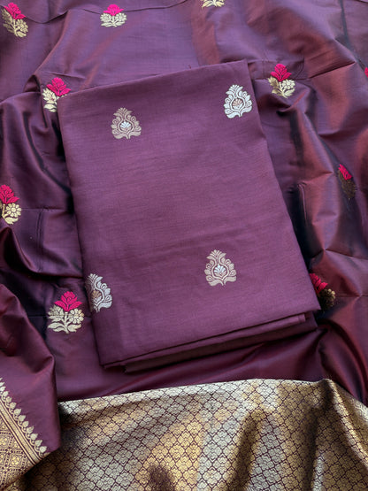 Wine Chiniya silk kurta set with katan silk dupatta