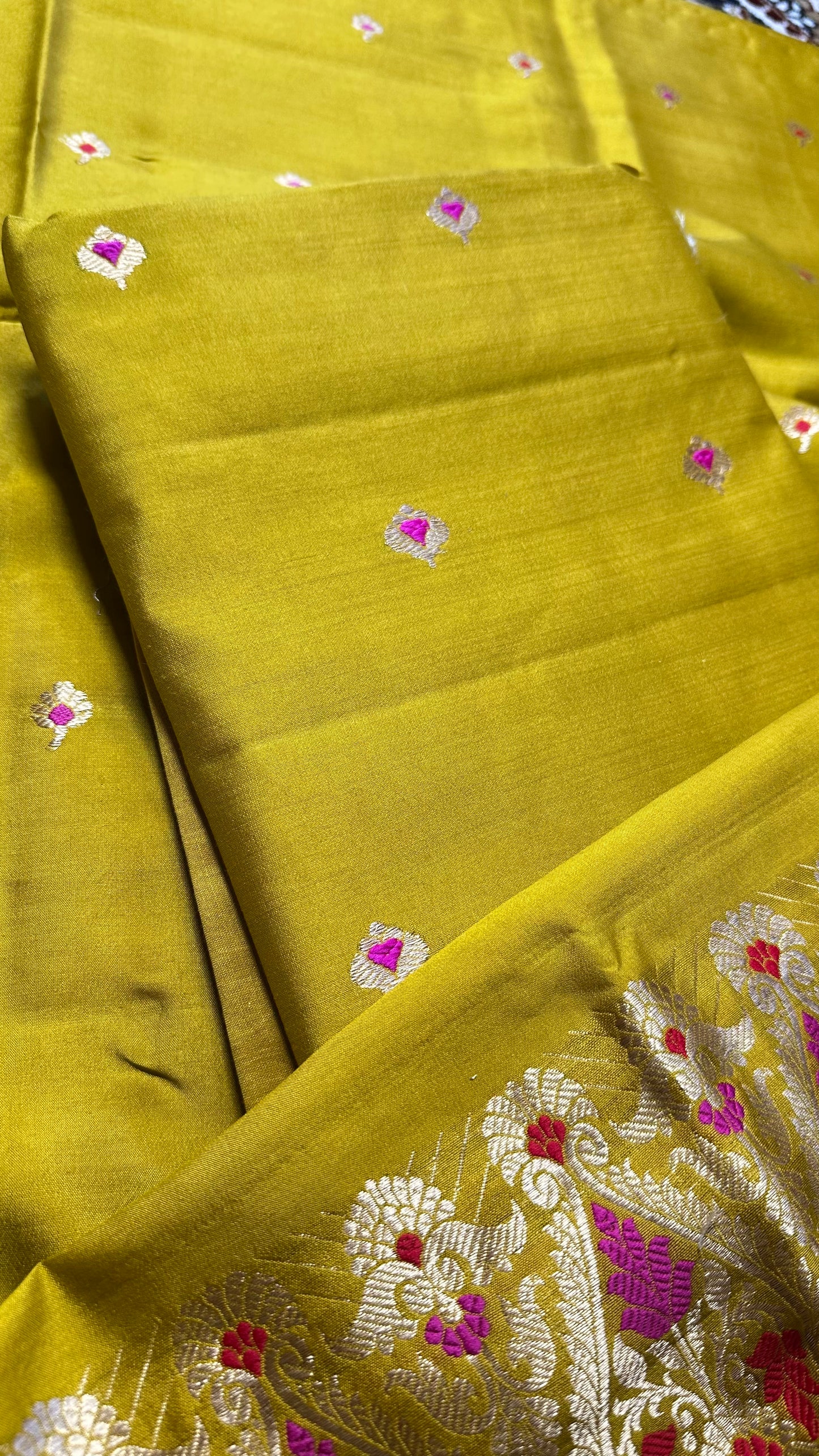 Deep mustard chiniya silk kadhwa 3 piece suit