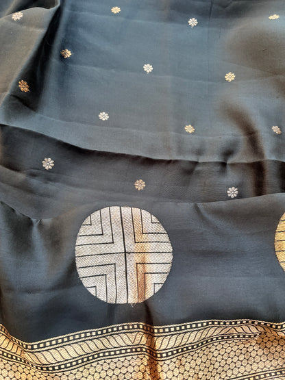 Black mango silk designer silk suit set