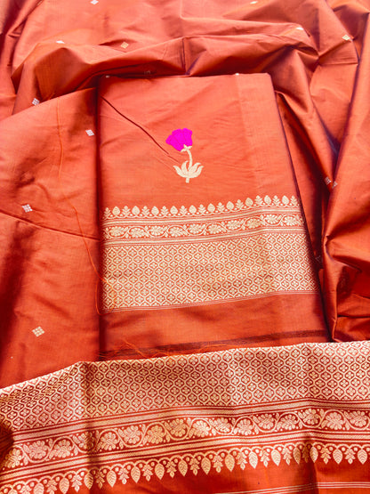 Orange Katan by Kayan silk kadhwa suit set