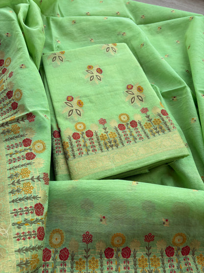Green Chanderi meenadar suit set