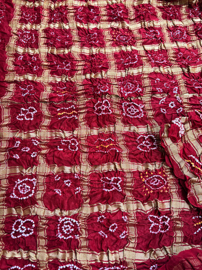 Red gajji silk Gharchola dupatta