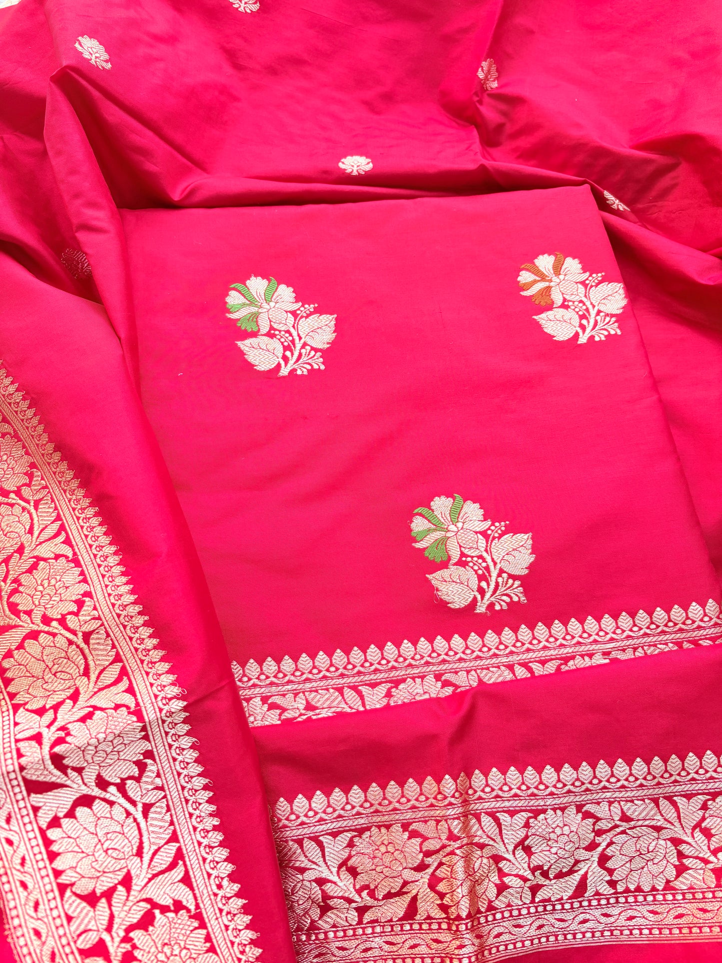 Red katan by katan silk meenadar suit set