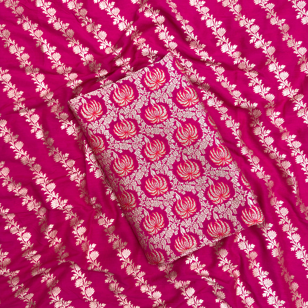 Pink orange pure silk chaap due suit set
