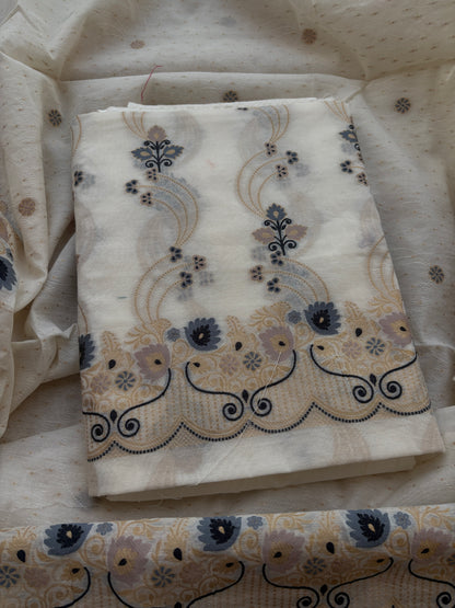 White base meenadar Chanderi suit set