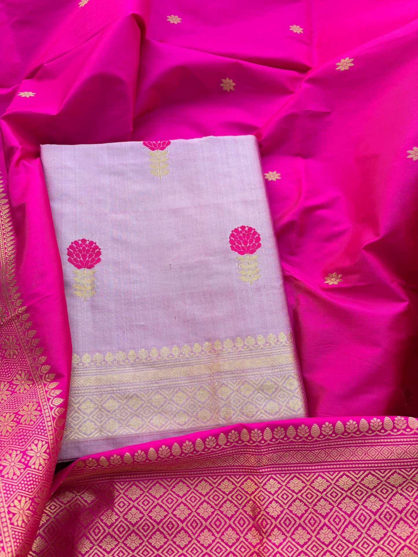 Pink lavender katan by katan silk suit set