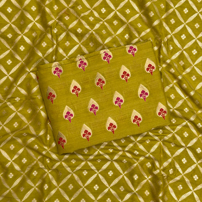 Lime green moonga silk suit set