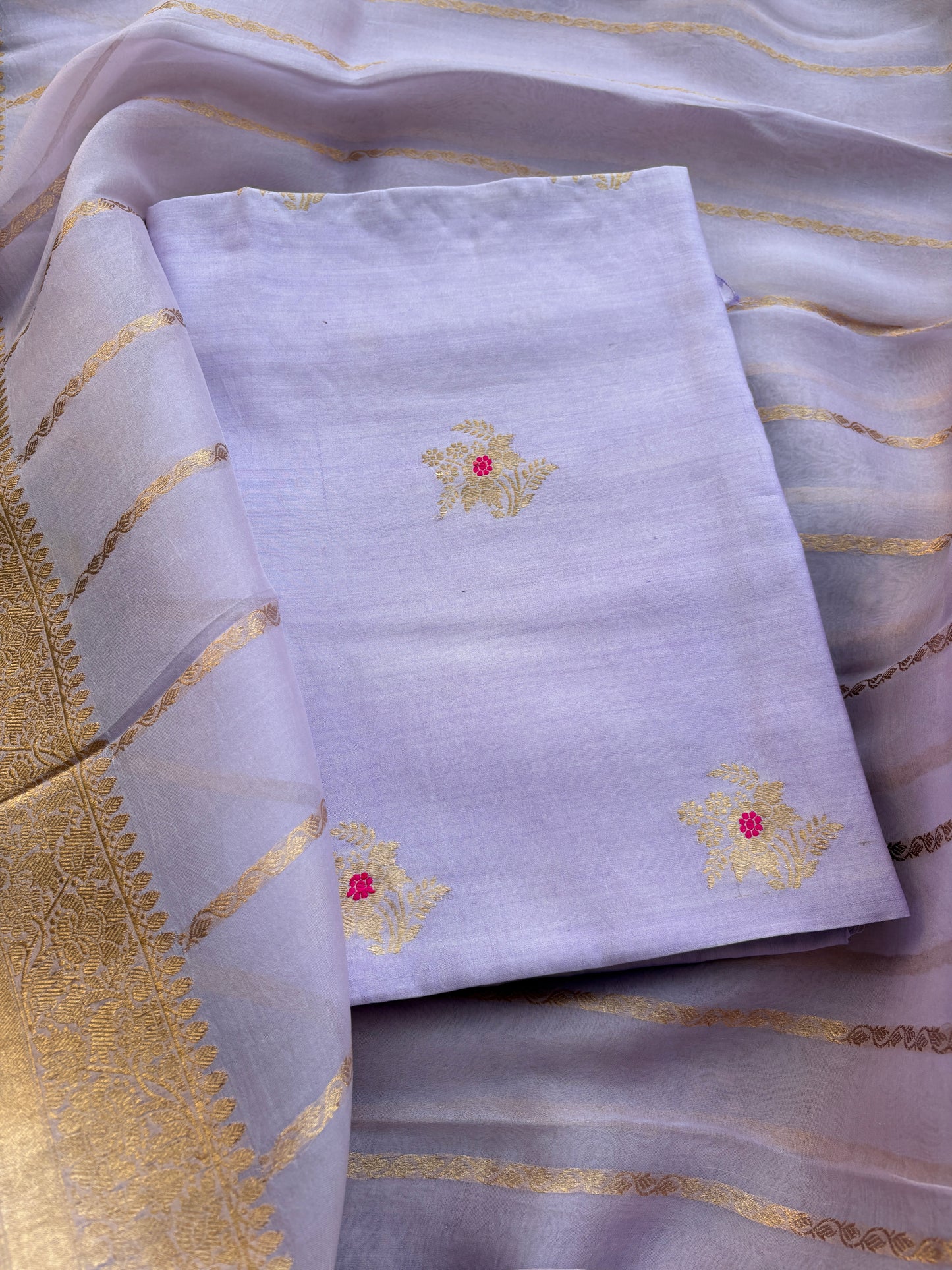 Lavender Chiniya silk 3 piece suit set