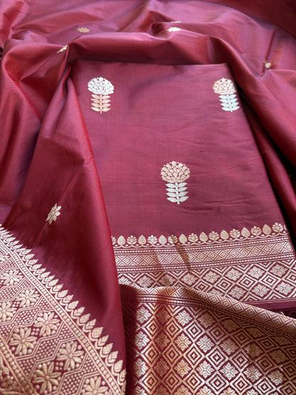 Maroon katan by katan kadhwa silk suit