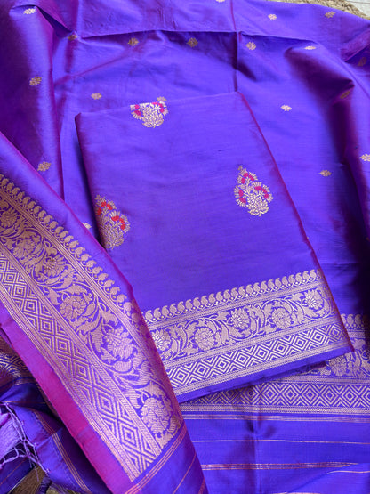 Purple dhoop chau katan silk suit set