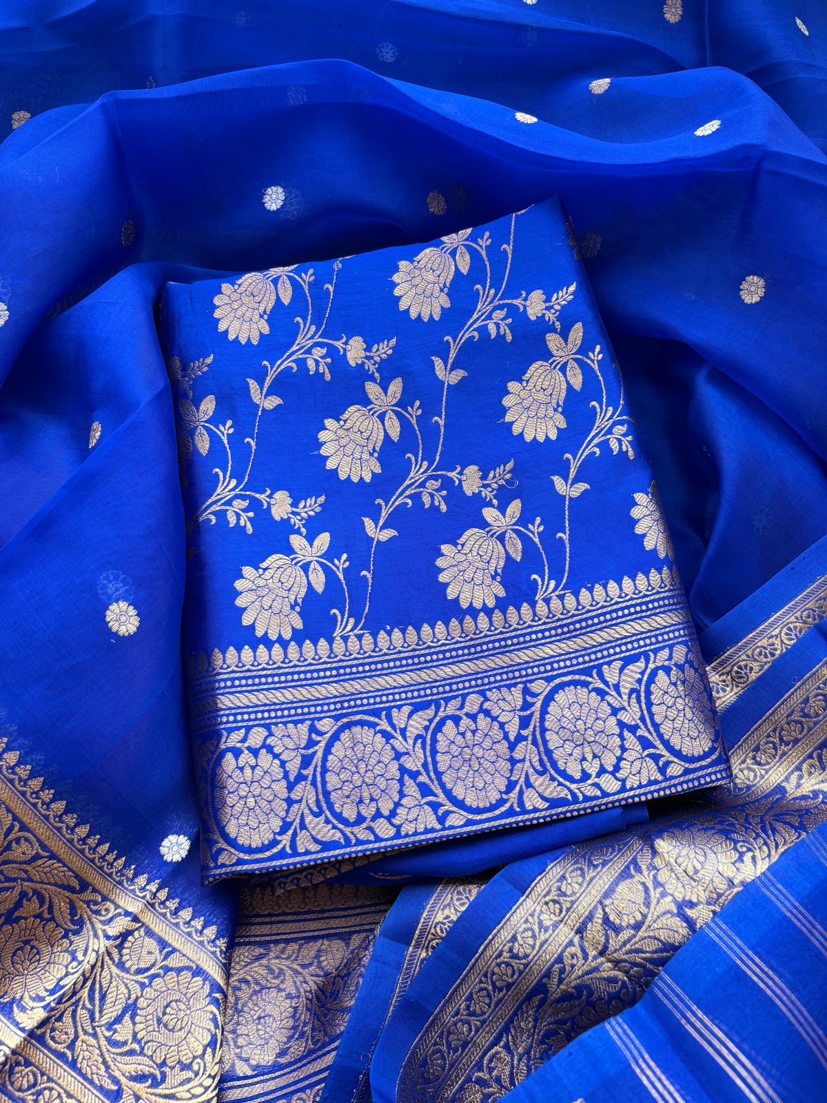 Blue raw mango silk suit set