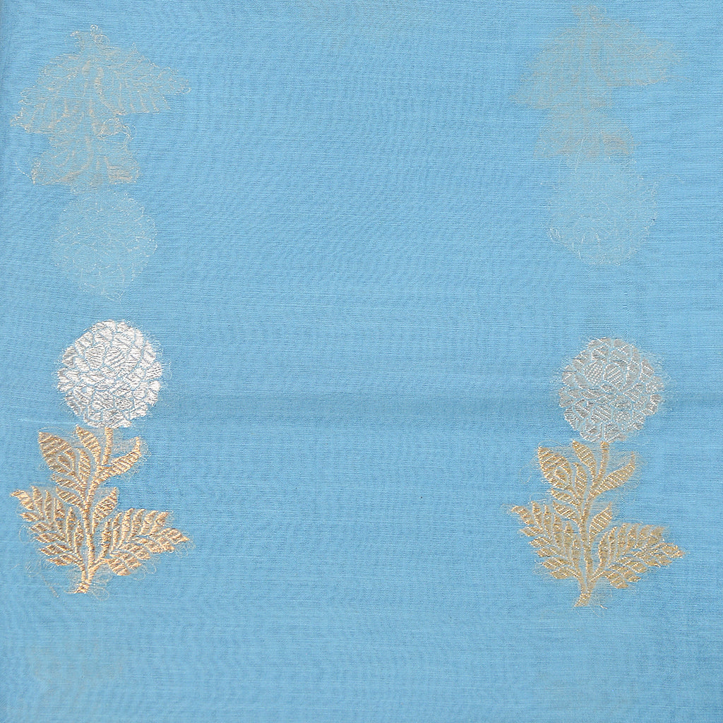 Blue handloom kadhwa suit set