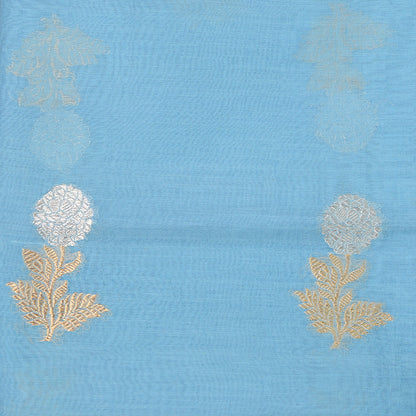 Blue handloom kadhwa suit set