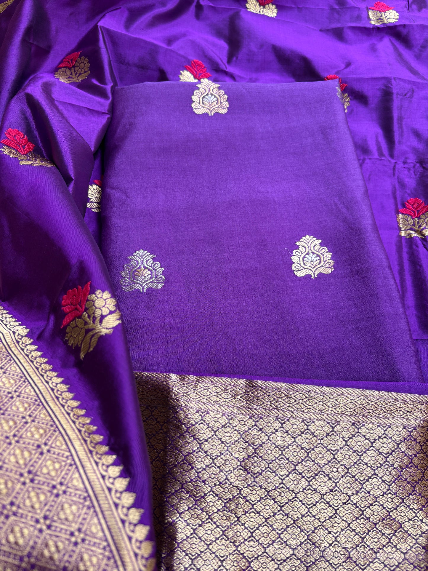 Purple Chiniya Katan kadhwa suit set