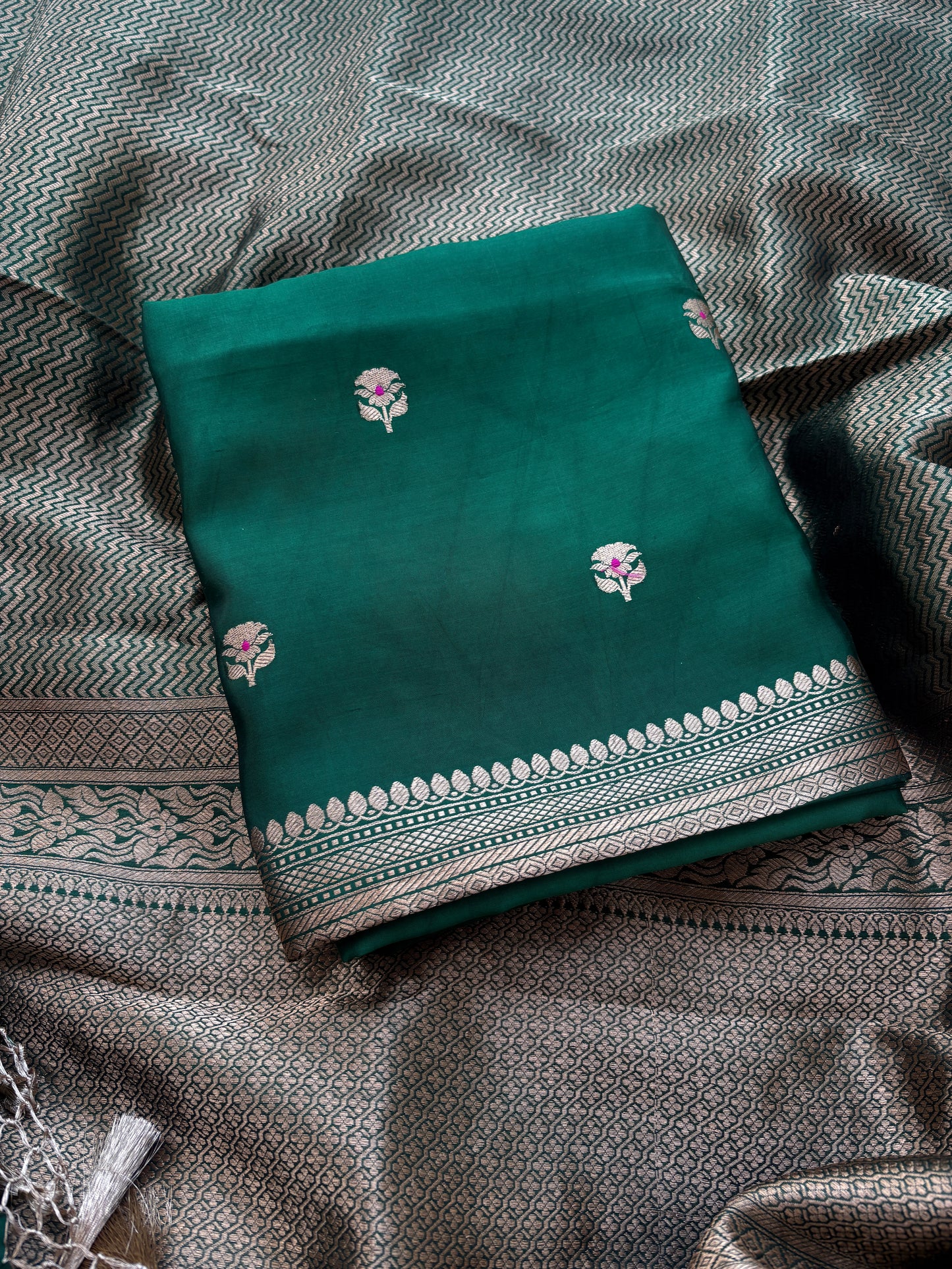 Green mango silk with brocade silk dupatta