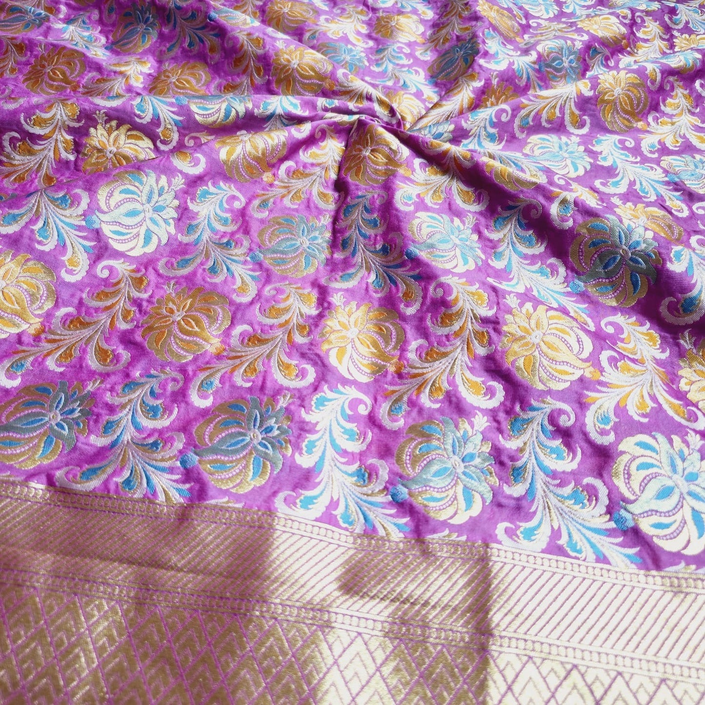 Pink Cotton chiniya silk full Jaal dupatta