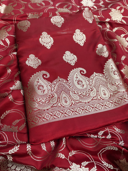 Wine mashru silk suit set