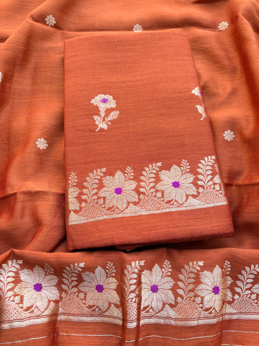 Rust moonga Silk kadhwa suit set