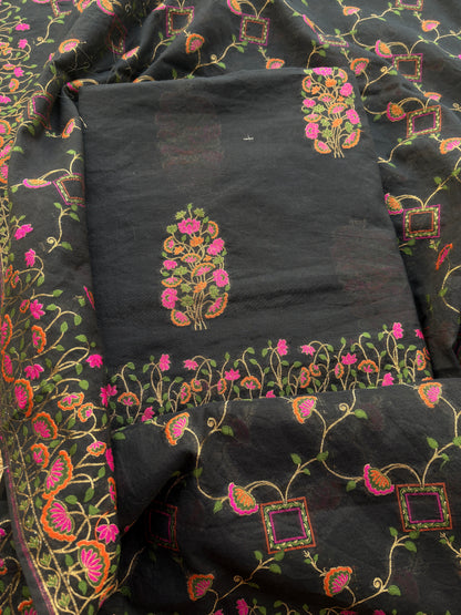 Black Chanderi Meena jari weaving suit set