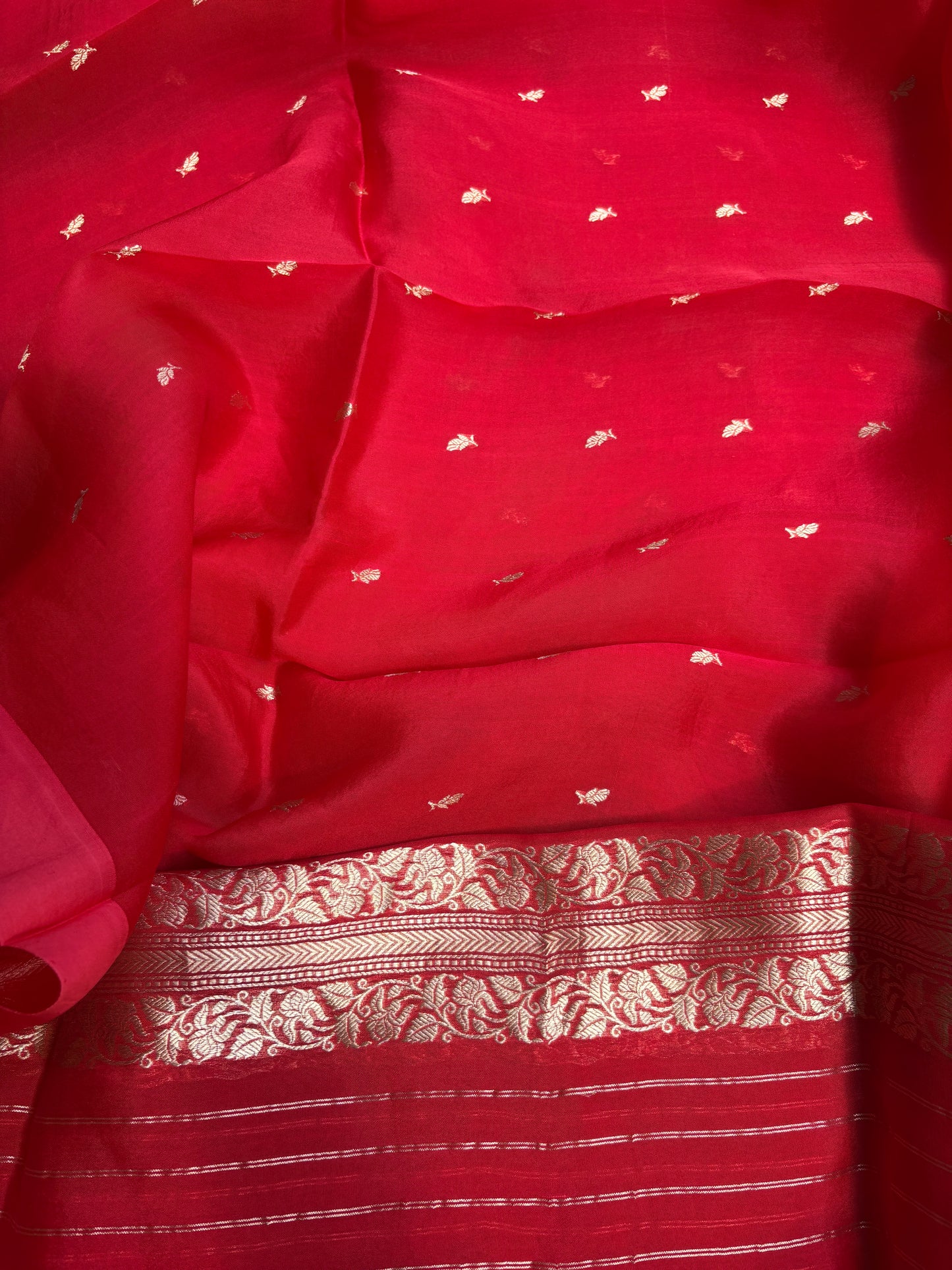 Red Chiniya Chand Tara suit set