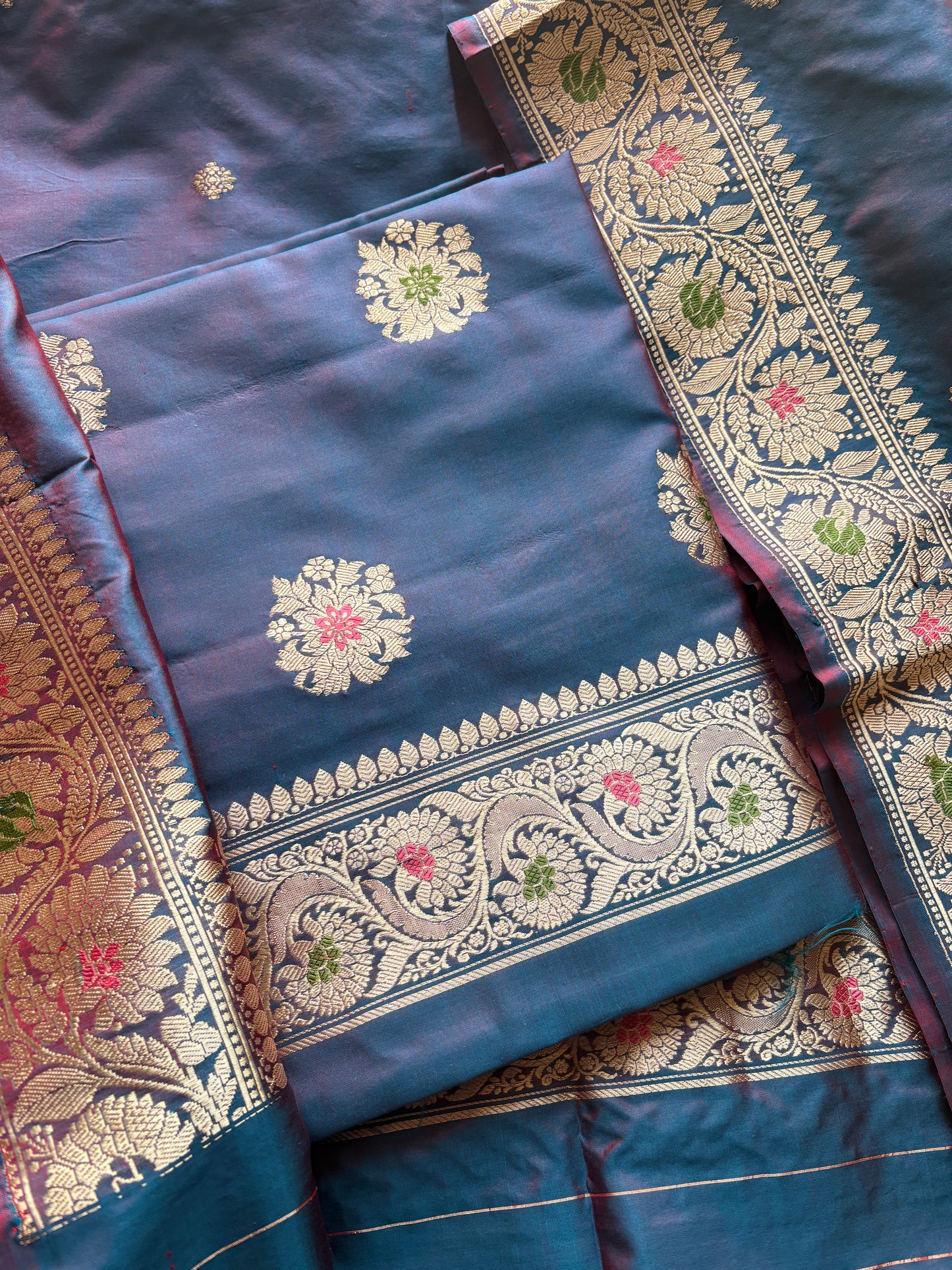 Blue dhoop chau katan by katan silk suit set